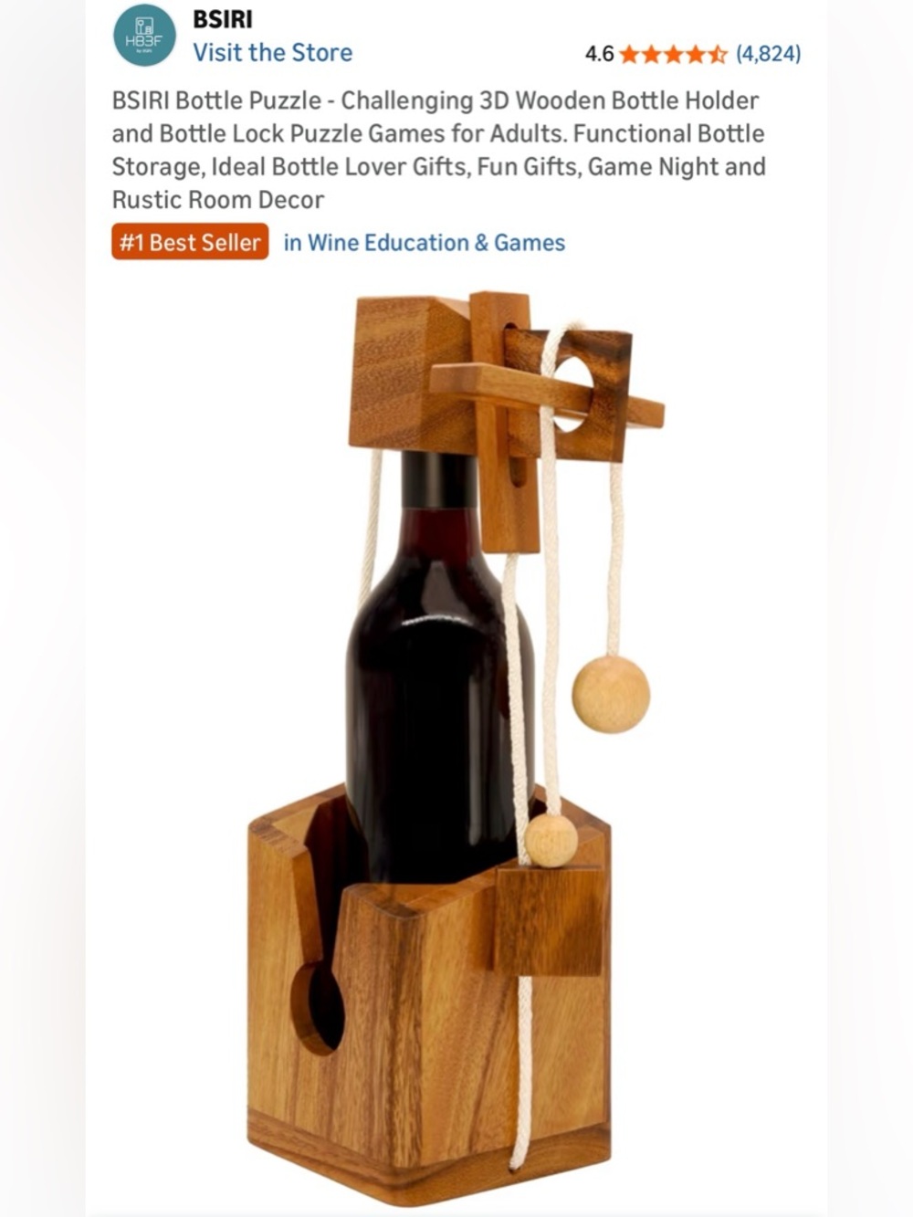 Wooden Puzzle Lock Wine Bottle Holder